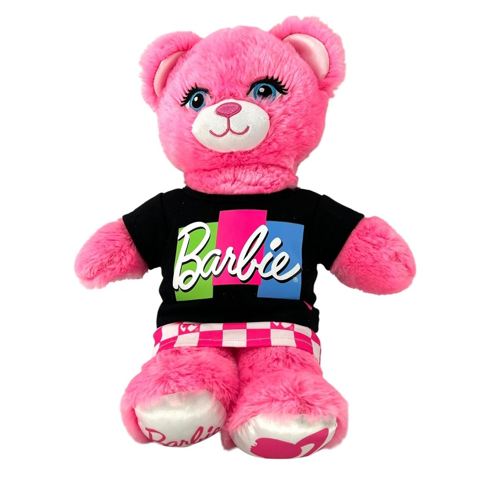 Build-A-Bear Barbie Movie Pink Bear Plush OS Pink Logo Shirt Skirt Collector Toy